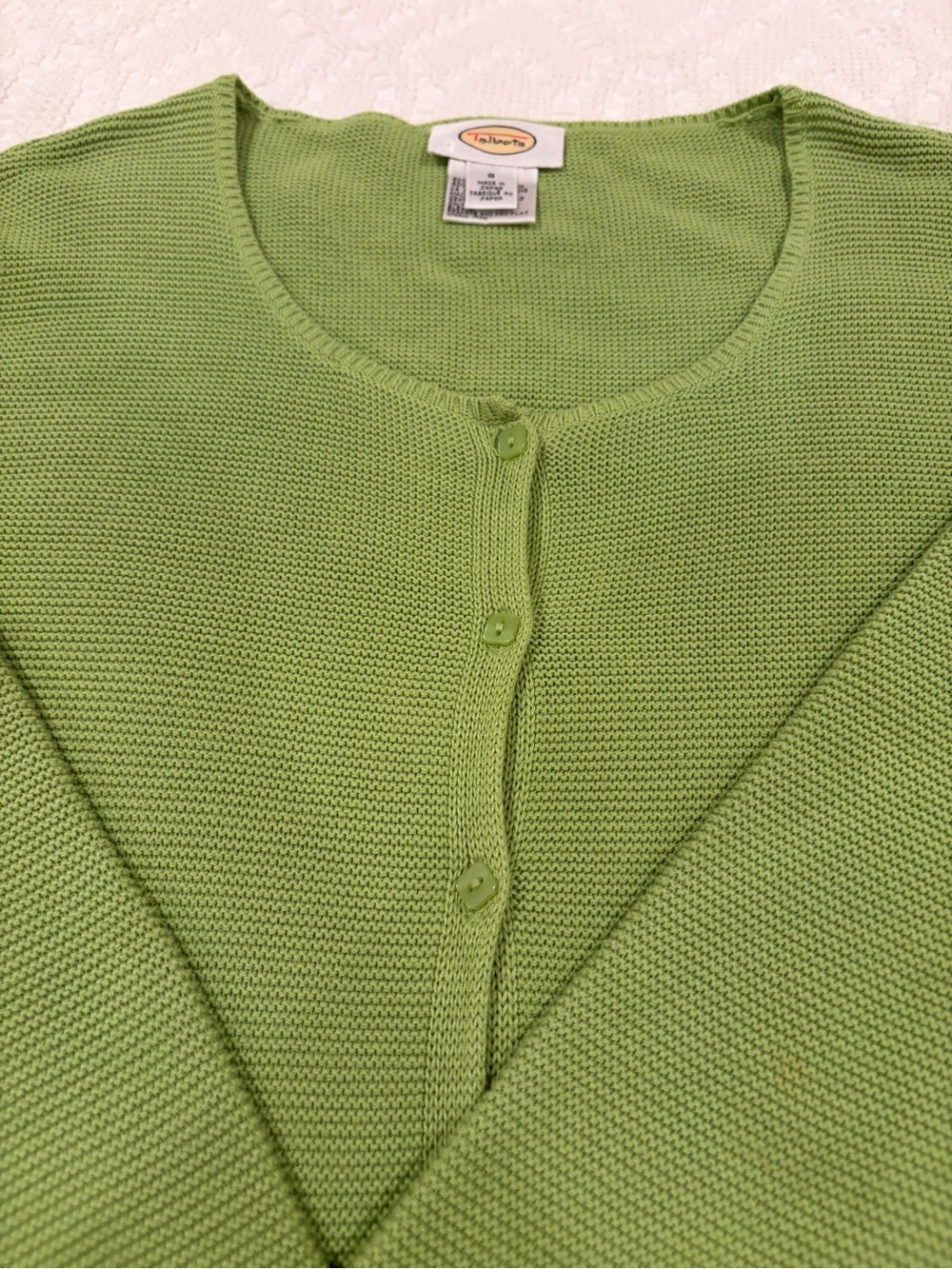 Talbots Ribbed Green Button-Front Knit Cardigan Sweater - Picture 3 of 6